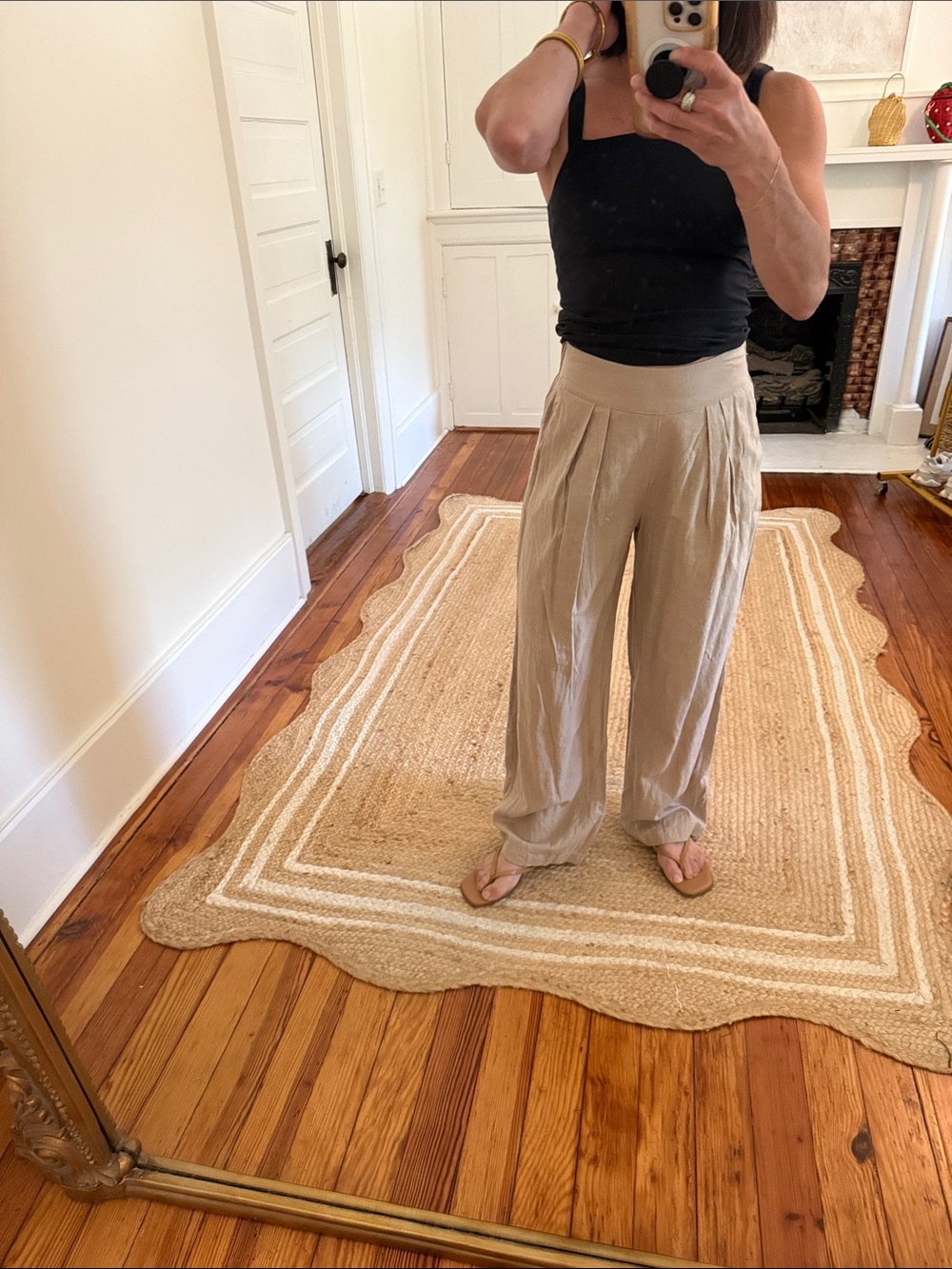 Abercrombie & Fitch Beige Wide-Leg Pleated Trousers